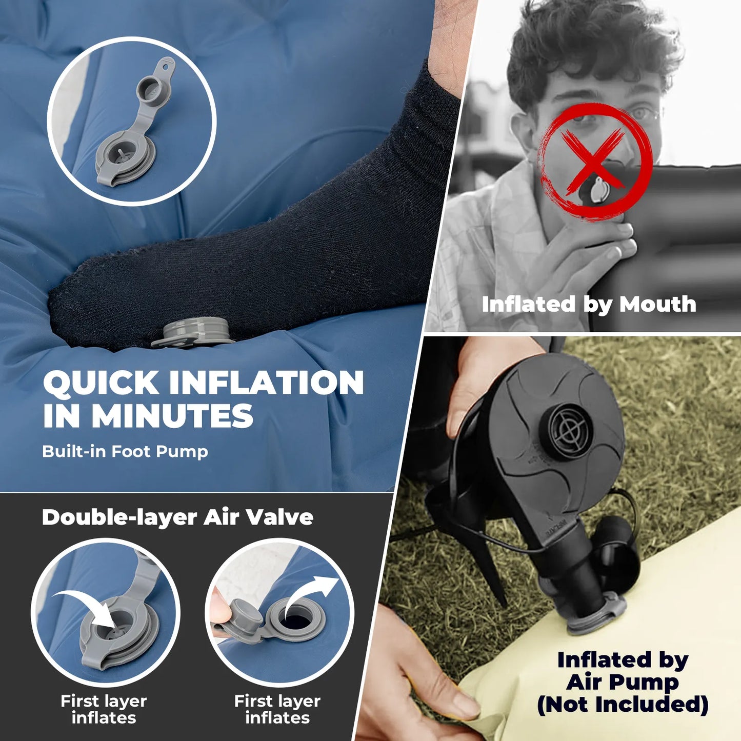 Ultra-Light Inflatable Sleeping Pad With Pillow