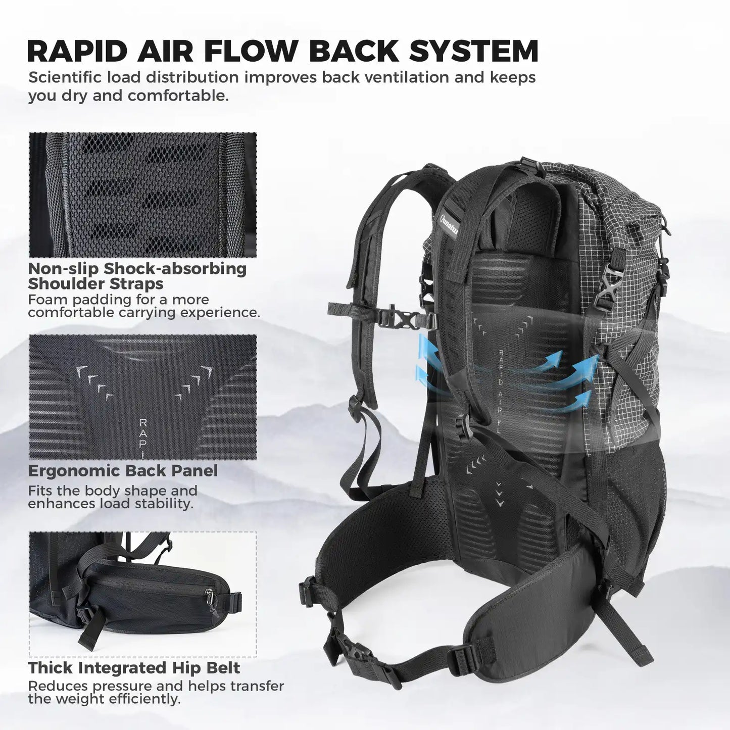 30-35L Lightweight Waterproof Hiking Backpack